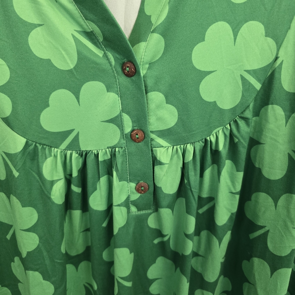 Green St. Patrick's Day Shamrock Women's Blouse - Picture 2 of 5